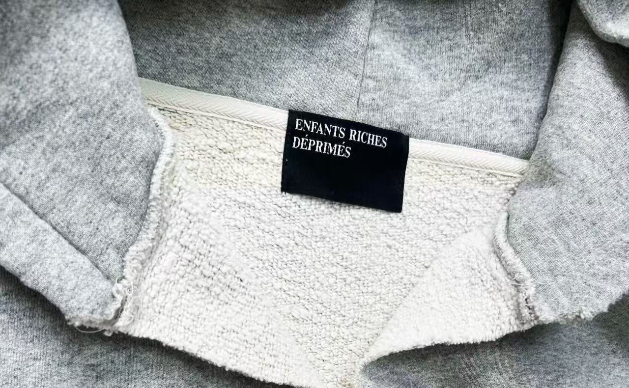 Enfants Riches Déprimés (ERD) Pin Hoodie – Heather Grey Distressed Logo Hoodie