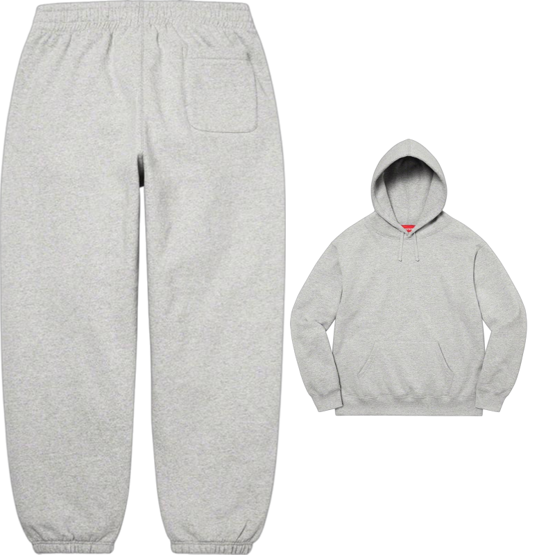 Supreme Big Logo Hoodie & Sweatpants Set – Heather Grey / White