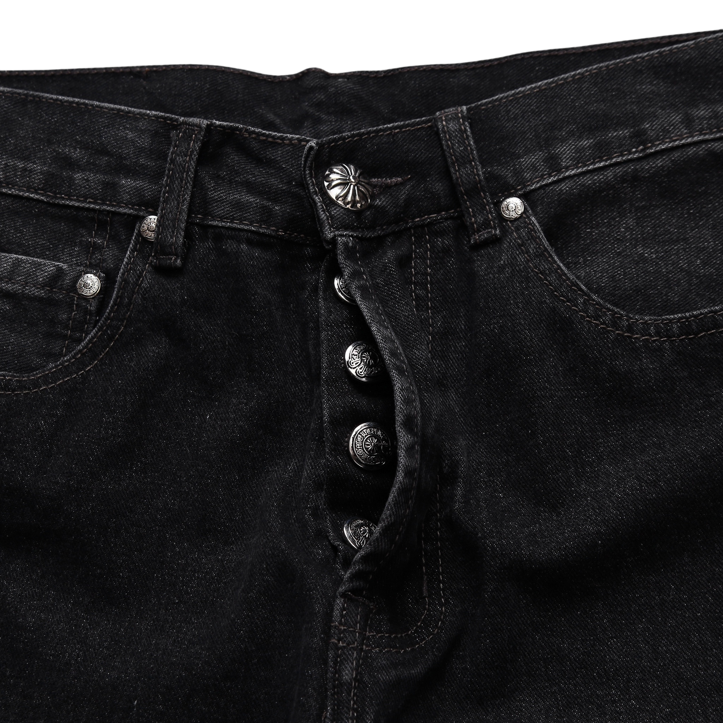 Leopard Cross Patch Denim Jeans – Black