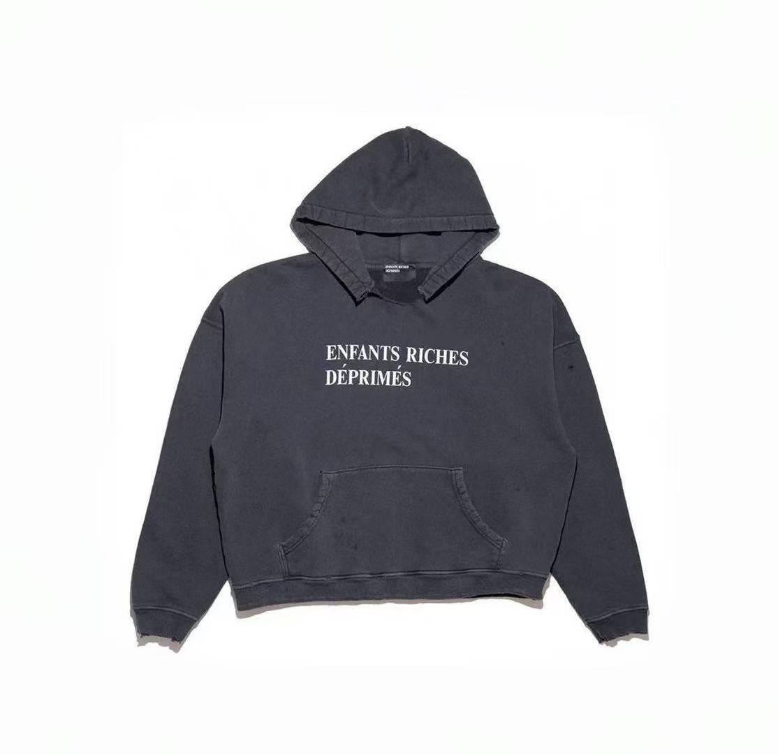 Enfants Riches Déprimés (ERD) Distressed Logo Hoodie — Faded Black