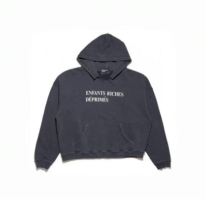 Enfants Riches Déprimés (ERD) Distressed Logo Hoodie — Faded Black