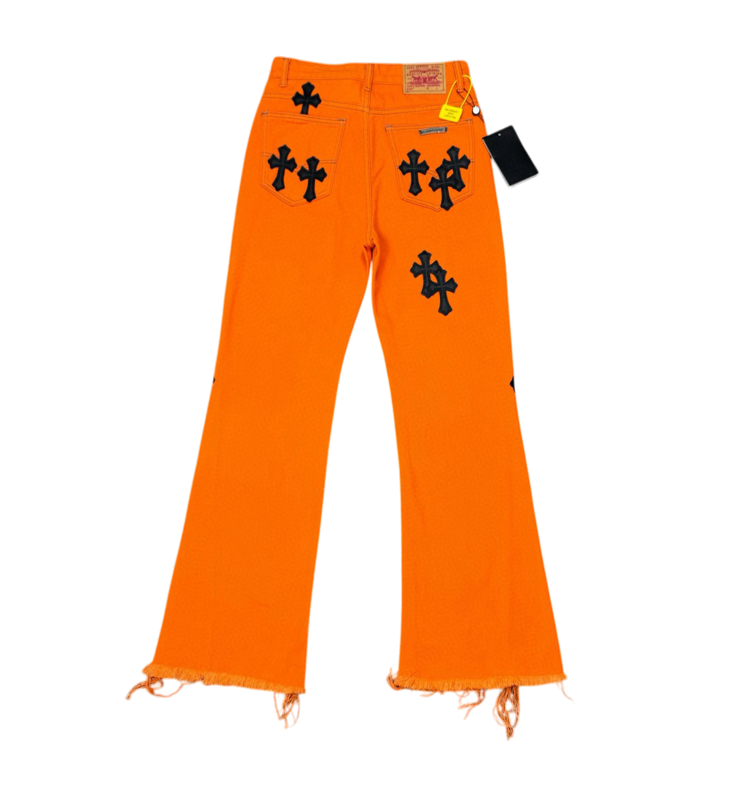 Cross Patch Flared Denim Jeans – Orange
