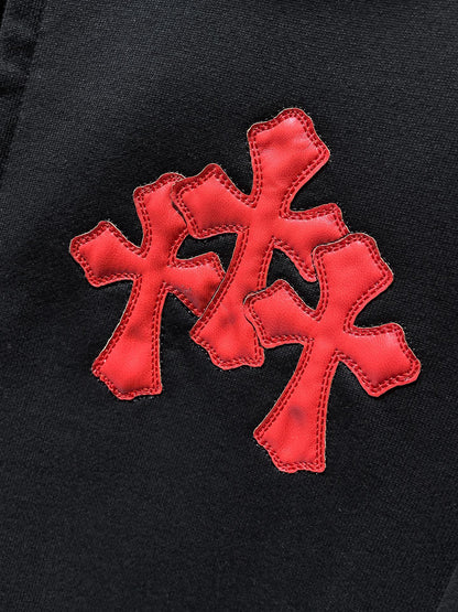 Chrome Hearts Cross Patch Zip-Up Hoodie – Black