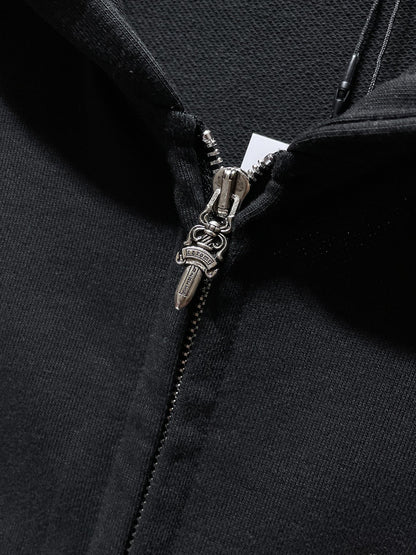 Chrome Hearts Cross Patch Zip-Up Hoodie – Black