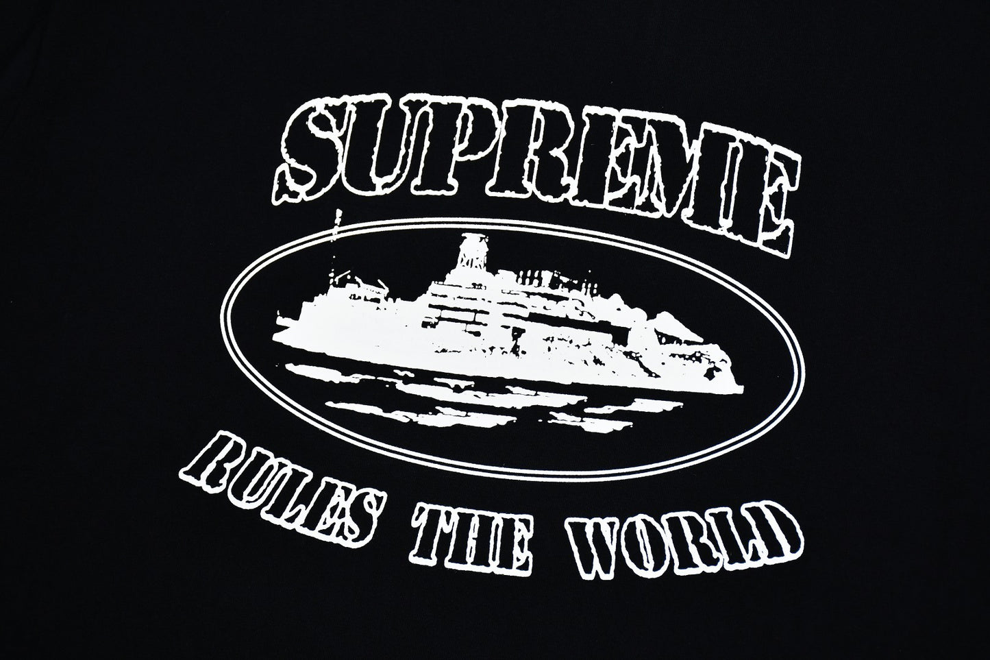 Supreme x Corteiz “Rules the World” T-Shirt – Black