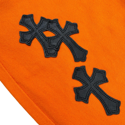 Cross Patch Flared Denim Jeans – Orange