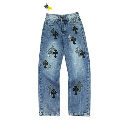 Cross Patch Denim Jeans – Light Wash Blue Straight Fit