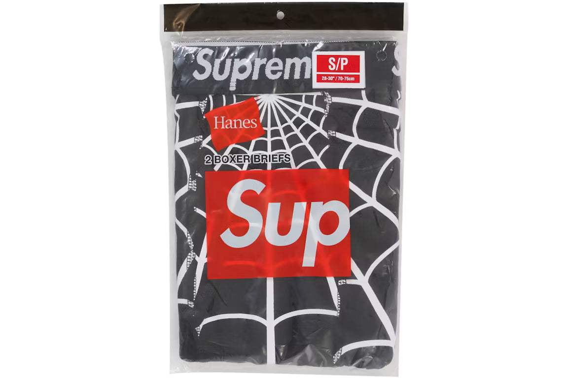 Supreme x Hanes Spiderweb Boxer Briefs (2-Pack) — Black