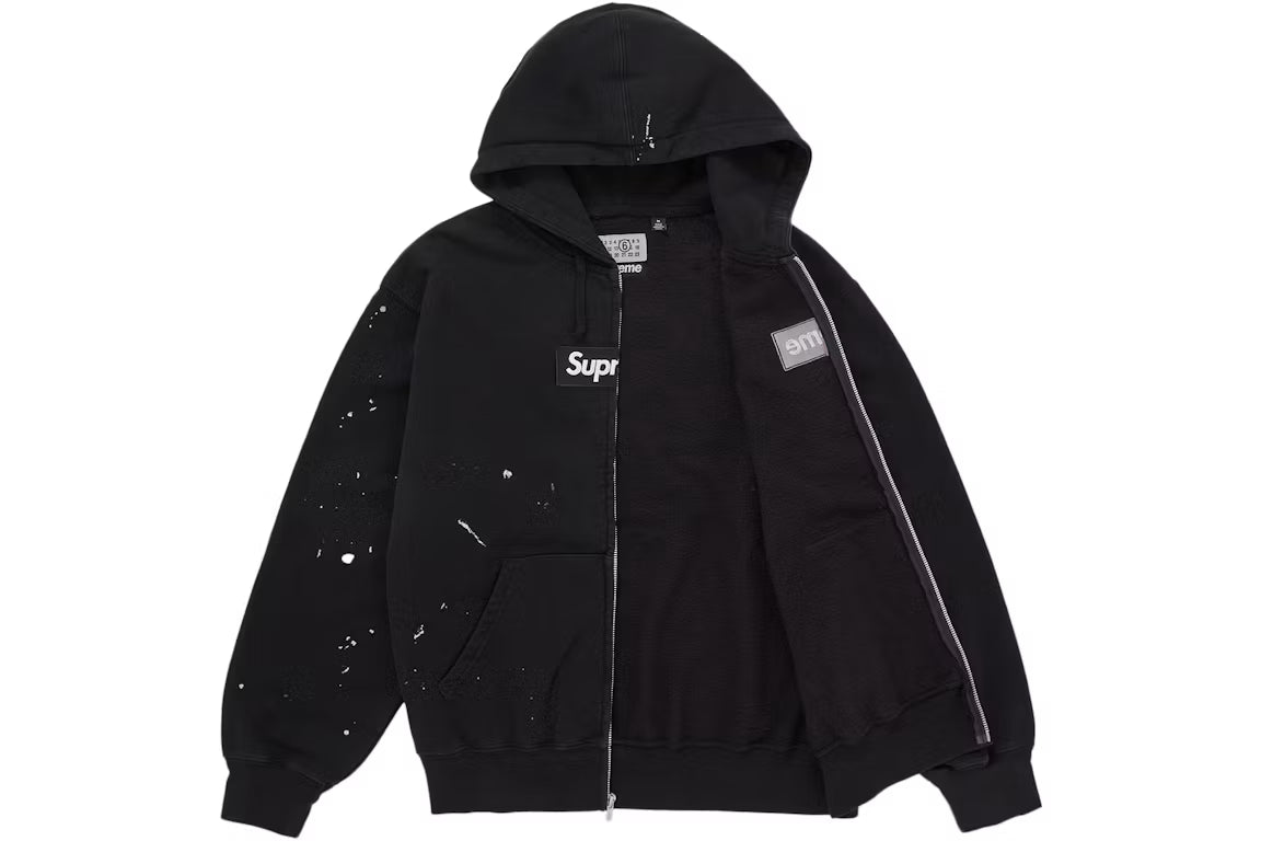 Supreme x MM6 Maison Margiela Box Logo Zip-Up Hooded Sweatshirt — Black
