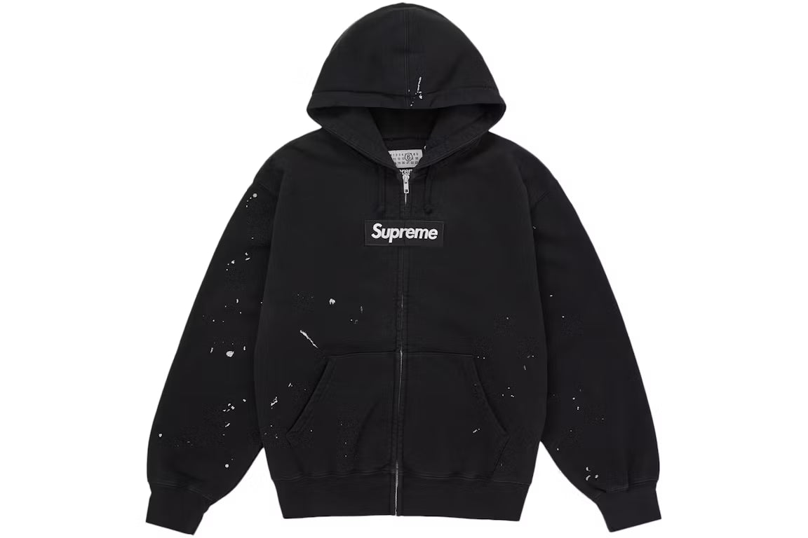 Supreme x MM6 Maison Margiela Box Logo Zip-Up Hooded Sweatshirt — Black