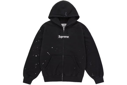 Supreme x MM6 Maison Margiela Box Logo Zip-Up Hooded Sweatshirt — Black