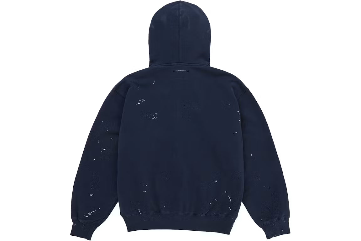 Supreme x MM6 Maison Margiela Box Logo Zip-Up Hooded Sweatshirt — Navy Blue