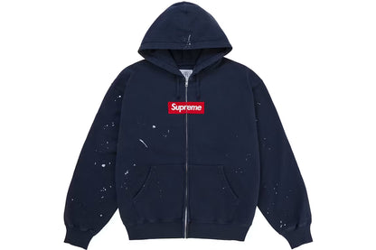 Supreme x MM6 Maison Margiela Box Logo Zip-Up Hooded Sweatshirt — Navy Blue