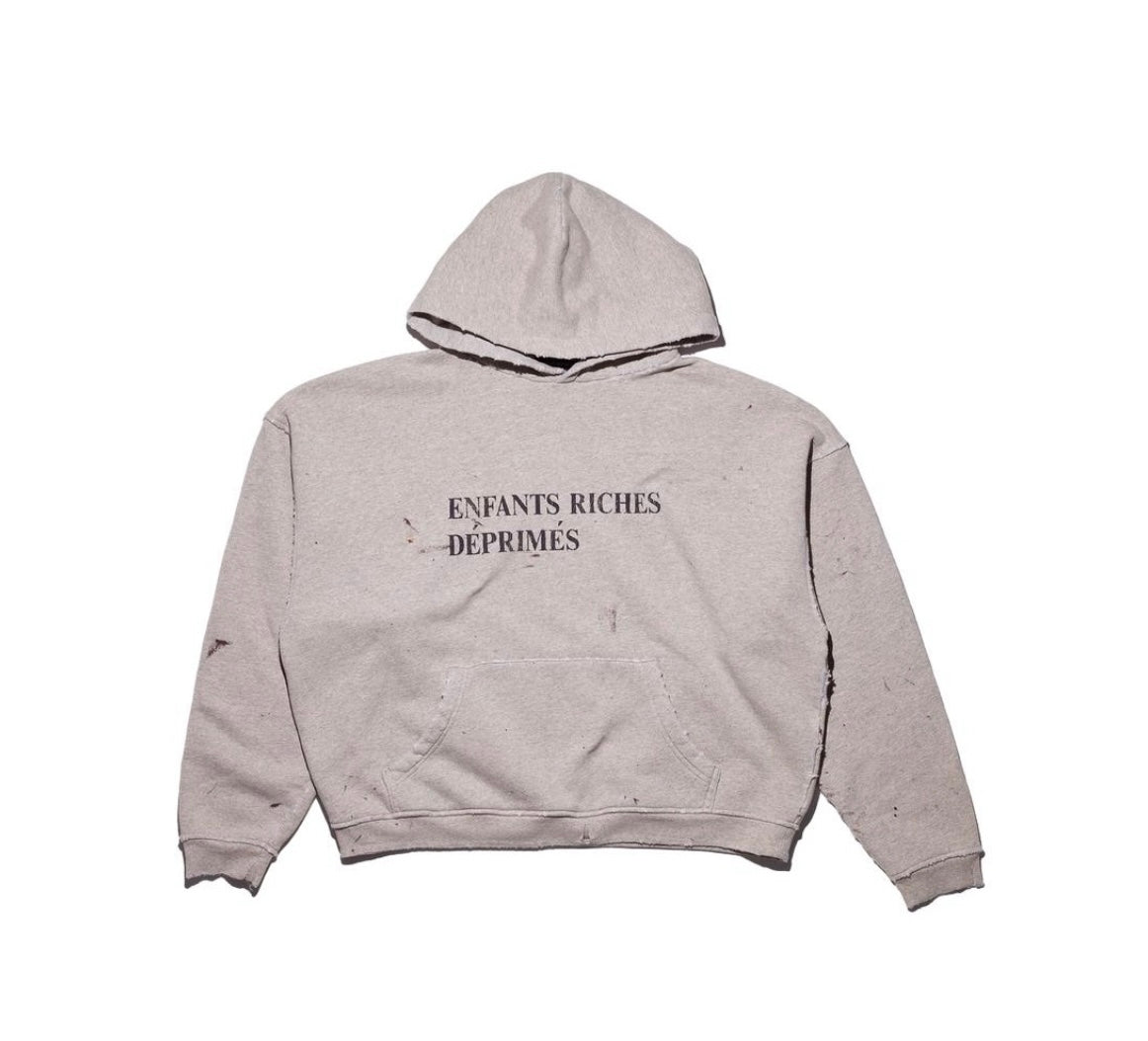 Enfants Riches Déprimés (ERD) Distressed Logo Hoodie – Vintage Wash Cream Pullover