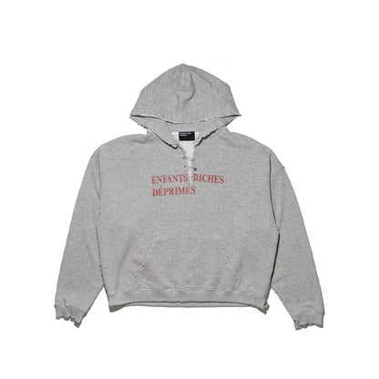 Enfants Riches Déprimés (ERD) Pin Hoodie – Heather Grey Distressed Logo Hoodie