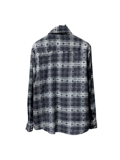 Gothic Cross Plaid Button-Up Shirt