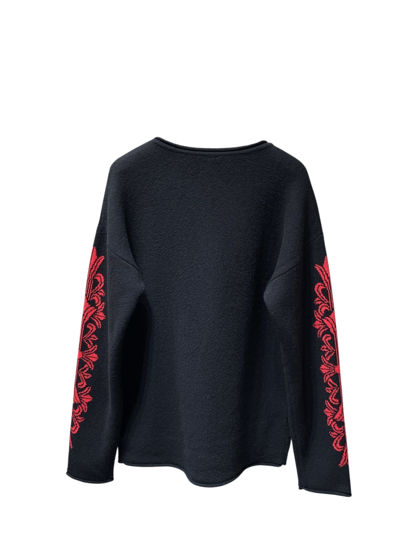 Chrome Hearts Cross Patch Knit Sweater – Black / Red Gothic Sleeve