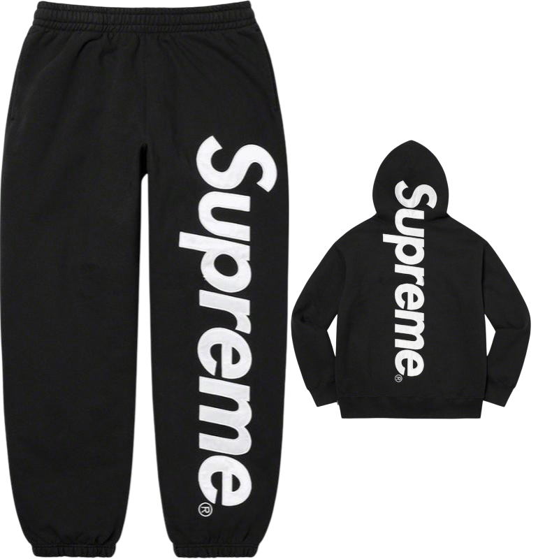 Supreme Big Logo Hoodie & Sweatpants Set – Black / White