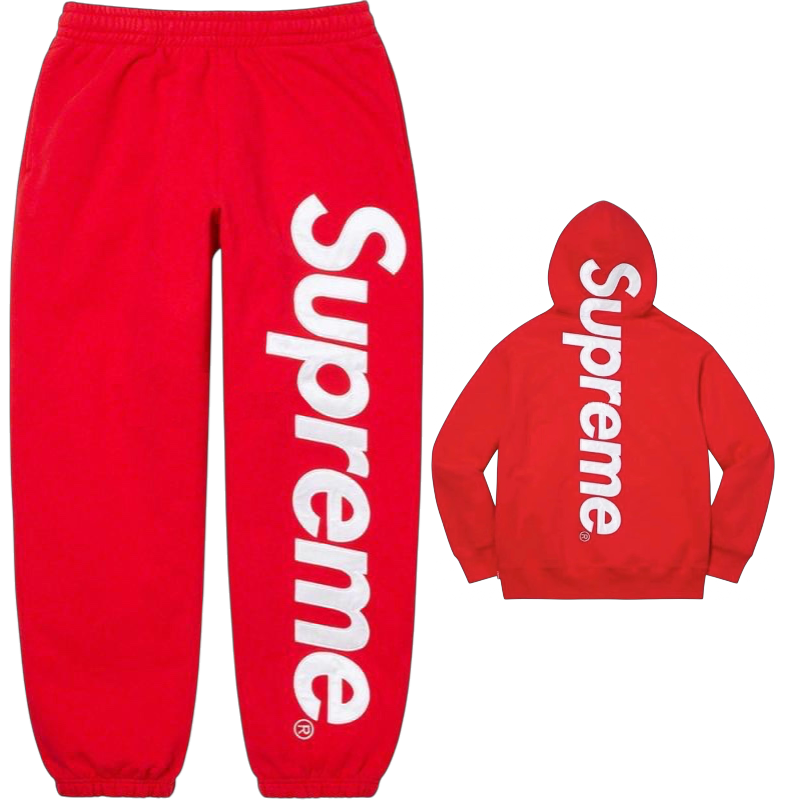 Supreme Big Logo Hoodie & Sweatpants Set – Red / White