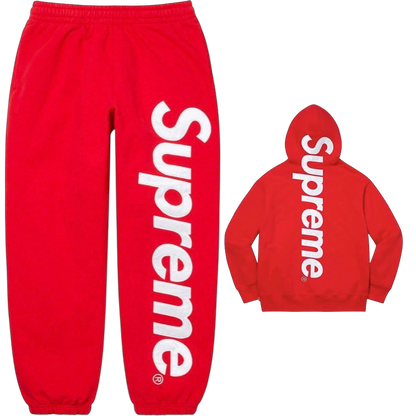Supreme Big Logo Hoodie & Sweatpants Set – Red / White