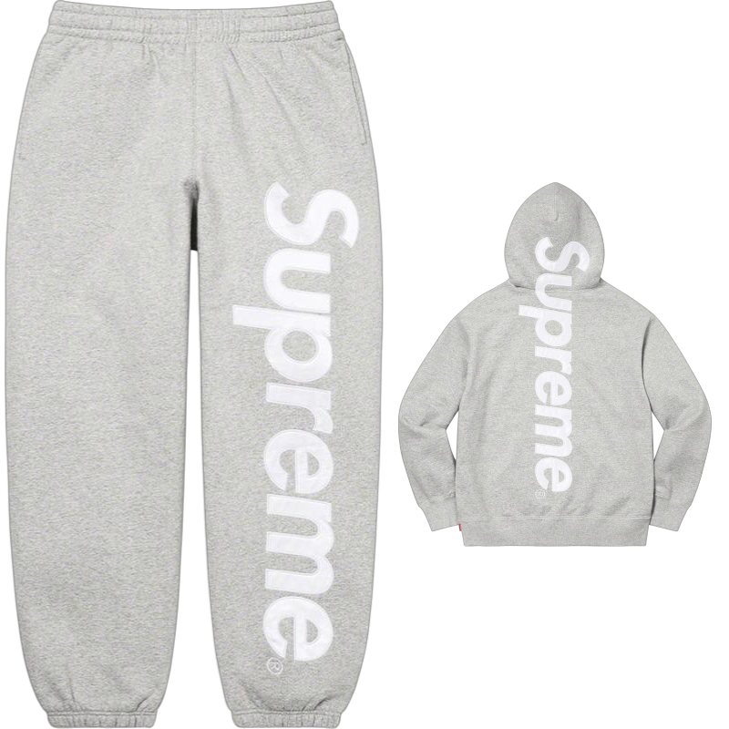 Supreme Big Logo Hoodie & Sweatpants Set – Heather Grey / White