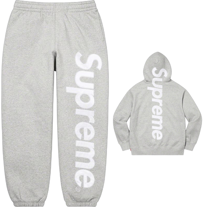 Supreme Big Logo Hoodie & Sweatpants Set – Heather Grey / White