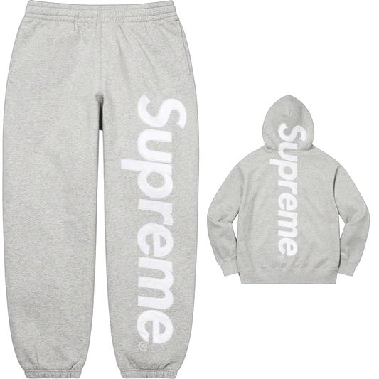 Supreme Big Logo Hoodie & Sweatpants Set – Heather Grey / White