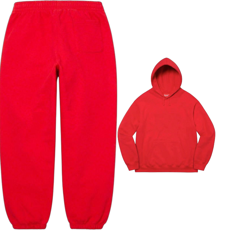 Supreme Big Logo Hoodie & Sweatpants Set – Red / White