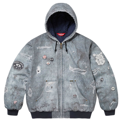 Supreme Distressed Denim Hooded Jacket – Washed Blue