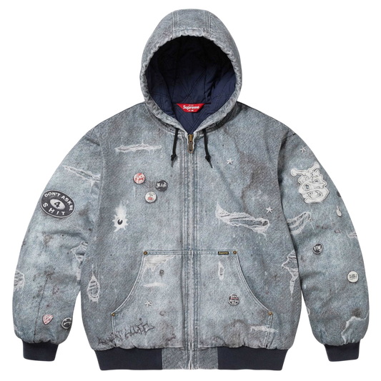 Supreme Distressed Denim Hooded Jacket – Washed Blue