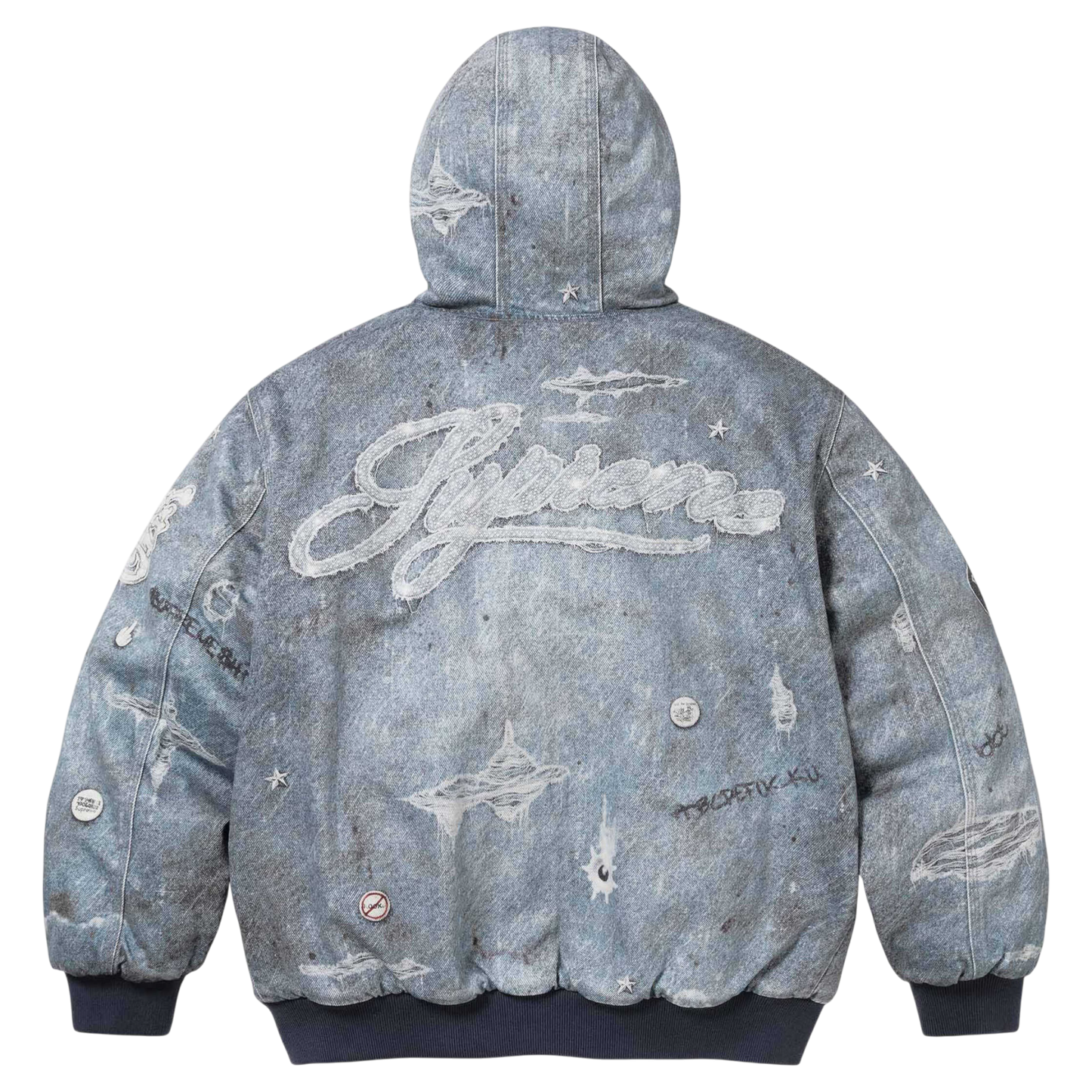 Supreme Distressed Denim Hooded Jacket – Washed Blue