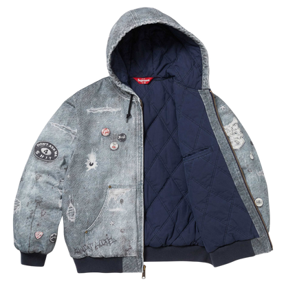 Supreme Distressed Denim Hooded Jacket – Washed Blue