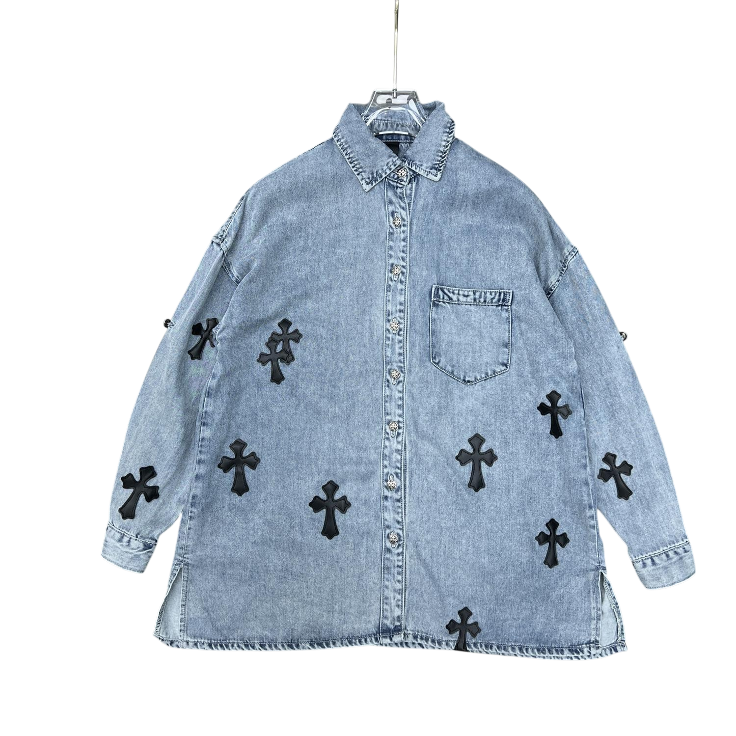 Chrome Hearts Cross Patch Denim Shirt – Light Wash