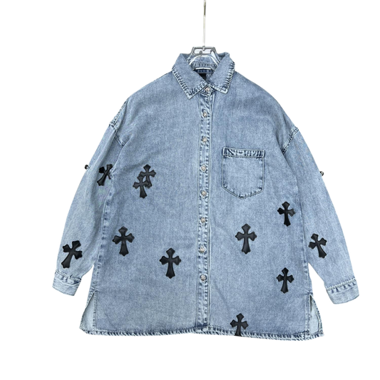Chrome Hearts Cross Patch Denim Shirt – Light Wash