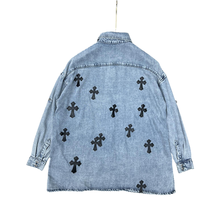 Chrome Hearts Cross Patch Denim Shirt – Light Wash