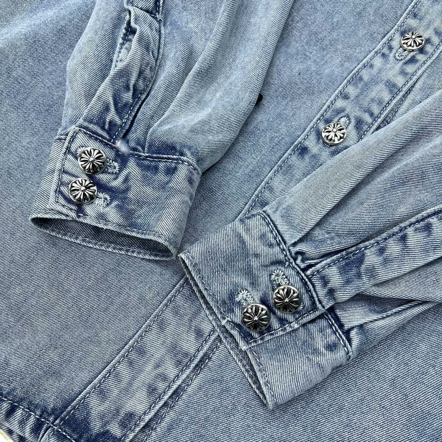 Chrome Hearts Cross Patch Denim Shirt – Light Wash