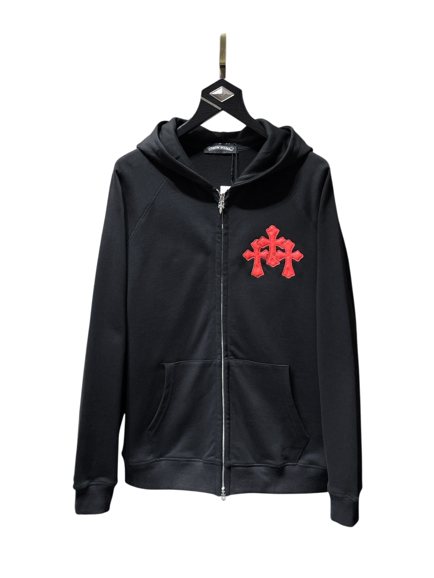 Chrome Hearts Cross Patch Zip-Up Hoodie – Black