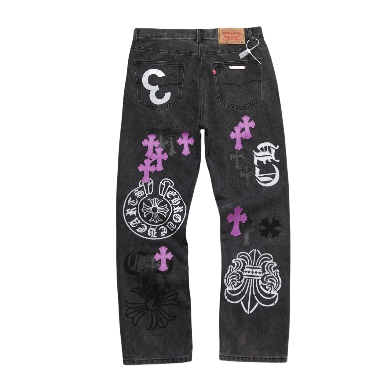 Cross Patch “Box” Denim Jeans – Black