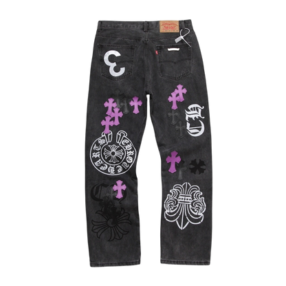 Cross Patch “Box” Denim Jeans – Black