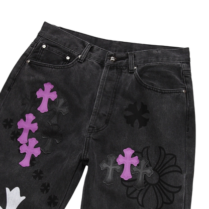 Cross Patch “Box” Denim Jeans – Black