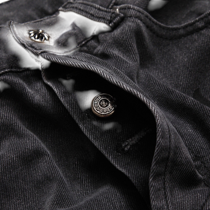 Cross Patch “Box” Denim Jeans – Black