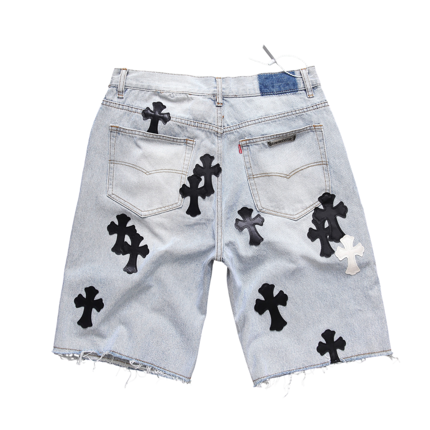 Cross Patch Denim Shorts – Light Wash