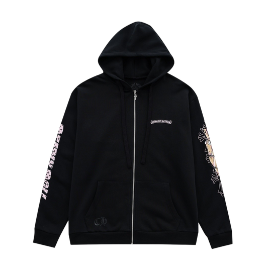 Chrome Hearts Deadly Doll Zip-Up Hoodie – Black Gothic Graphic