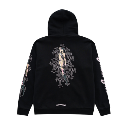 Chrome Hearts Deadly Doll Zip-Up Hoodie – Black Gothic Graphic